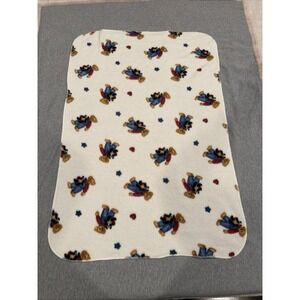 BJT Blue Jean Teddy Bear Fleece Baby Blanket Hearts Stars 32 x 42 Welcome World